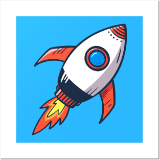 Rocket cartoon icon, vector illustration. Posters and Art